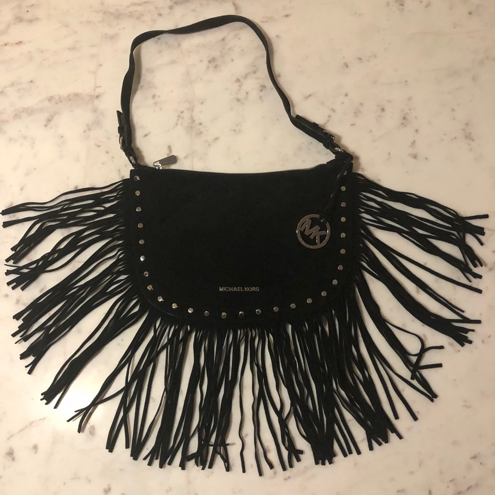 Michael Kors Black Suede Fringe Bag